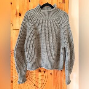 H&M Ribbed Turtleneck Sweater in Light Sage